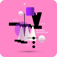 Poster - Abstract background with various bright geometric shapes. Concise design. A composition of figures of different shapes.