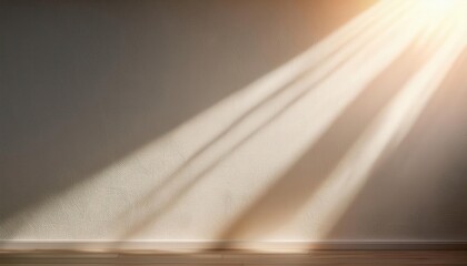 Poster - Soft Sunlight Casting Long Shadows on a Textured Minimalist Wall. Perfect for Modern Backgrounds, Interior Design Mockups, Product Showcases, and Lifestyle Visuals in Warm, Natural Light