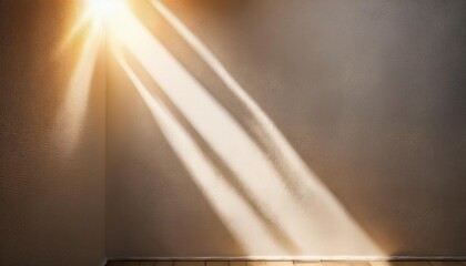 Poster - Soft Sunlight Casting Long Shadows on a Textured Minimalist Wall. Perfect for Modern Backgrounds, Interior Design Mockups, Product Showcases, and Lifestyle Visuals in Warm, Natural Light