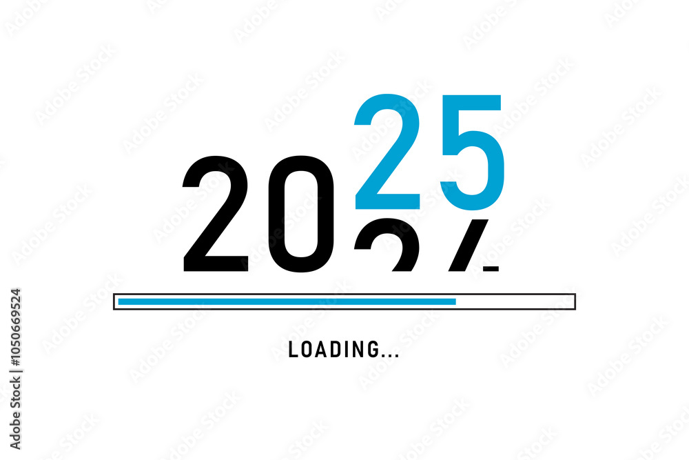 Loading process ahead of new year 2025. Symbol of new year 2025 ...