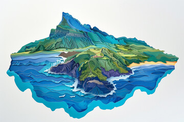 Papercut Island Landscape