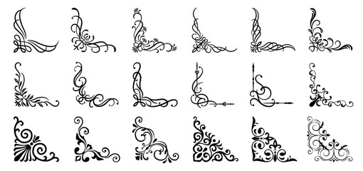 Fototapete - vintage corner vector icon set, frame und border illustration sign collection..eps