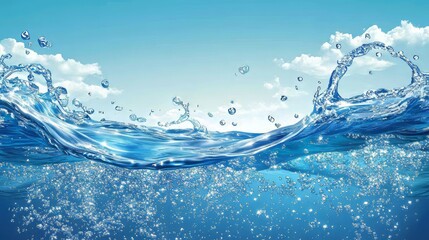 Clear blue water with sparkling waves adobe illustrator