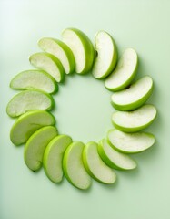 Wall Mural - Green apple slices in a circle