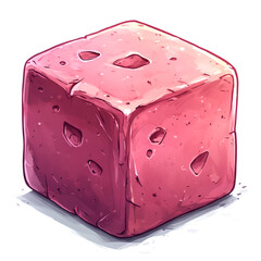 Aufkleber - A vibrant pink cube with a textured surface placed against a plain backdrop, showcasing its artistic and playful design