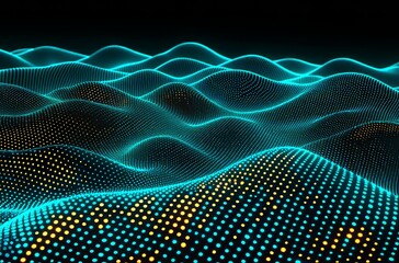 Futuristic Blue DNA Background with Glowing Particles