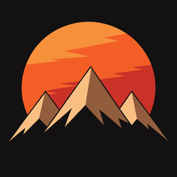 Black Mountain Sunset One Line Art
