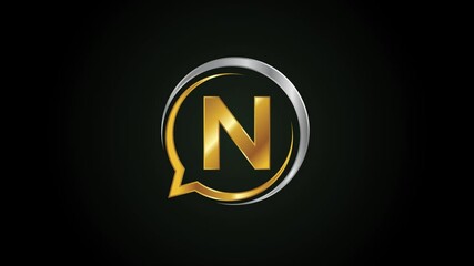 Aufkleber - Initial alphabet N with a bubble chat icon. Talking chatting logo animation