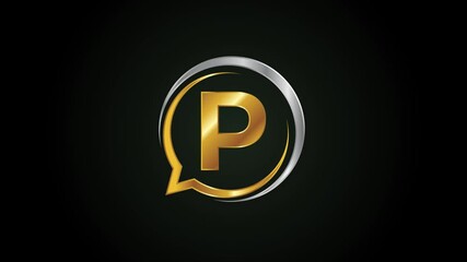 Aufkleber - Initial alphabet P with a bubble chat icon. Talking chatting logo animation