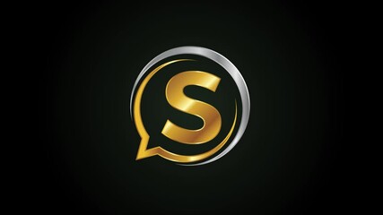 Aufkleber - Initial alphabet S with a bubble chat icon. Talking chatting logo animation