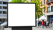 © Chaudhry - blank billboard or advertisement display in an urban outdoor setting, with buildings and people visible in the background created with generative ai