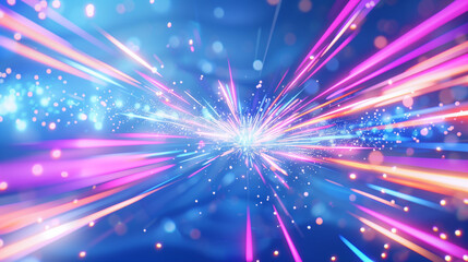 Poster - Light bursts and digital art with vibrant light effects creating stunning visual impact in blue and pink tones