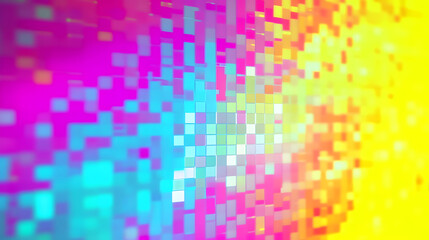 Sticker - Abstract pastel neon rainbow pixel texture bg video screen. Tv pattern background with square noise effect. Futuristic broadcast gradient banner for television. Modern vhs 8 bit static display element