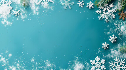 Poster - Snowflakes on winter background with decorative snowflake patterns and frosty elements