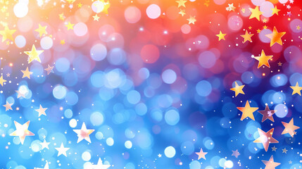 Poster - Stars and bokeh pattern shimmering on colorful background