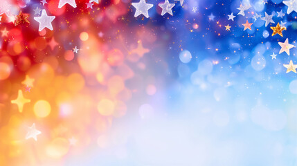 Poster - Stars and bokeh in a colorful background creating a dreamy atmosphere with shimmering effects