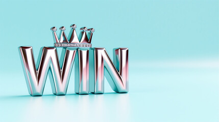 Aufkleber - Text win graphic with crown on blue background showcasing victory and achievement