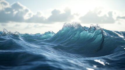 Wall Mural - The image is of a body of water with ripples and waves. The water appears to be calm and clear, with a blue tint