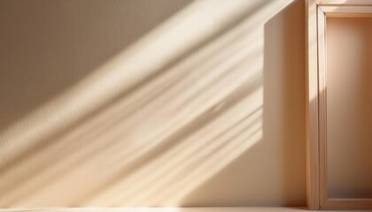 Poster - Sunlit Textured Wall Background with Soft Shadows Through Window. Perfect for Minimalist Design Concepts, Interior Decor Themes, or Calm Ambient Backdrops for Product Photography