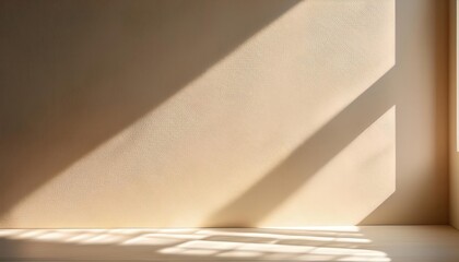 Poster - Sunlit Textured Wall Background with Soft Shadows Through Window. Perfect for Minimalist Design Concepts, Interior Decor Themes, or Calm Ambient Backdrops for Product Photography