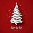 © BOTAHRY DEX - Simple vector card with christmas tree made from paper stripe