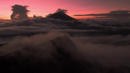 Wall Mural - altitude flight above the clouds at sunset, horizon