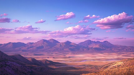 Landscape fantasy illustrating an expansive desert playa, painted in cyberpunk colors, in an immersive banner template with copy space