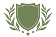 © Serazetdinov - Vector vintage emblem for wedding with shield and wreath. Retro logo template with wreath and shield.