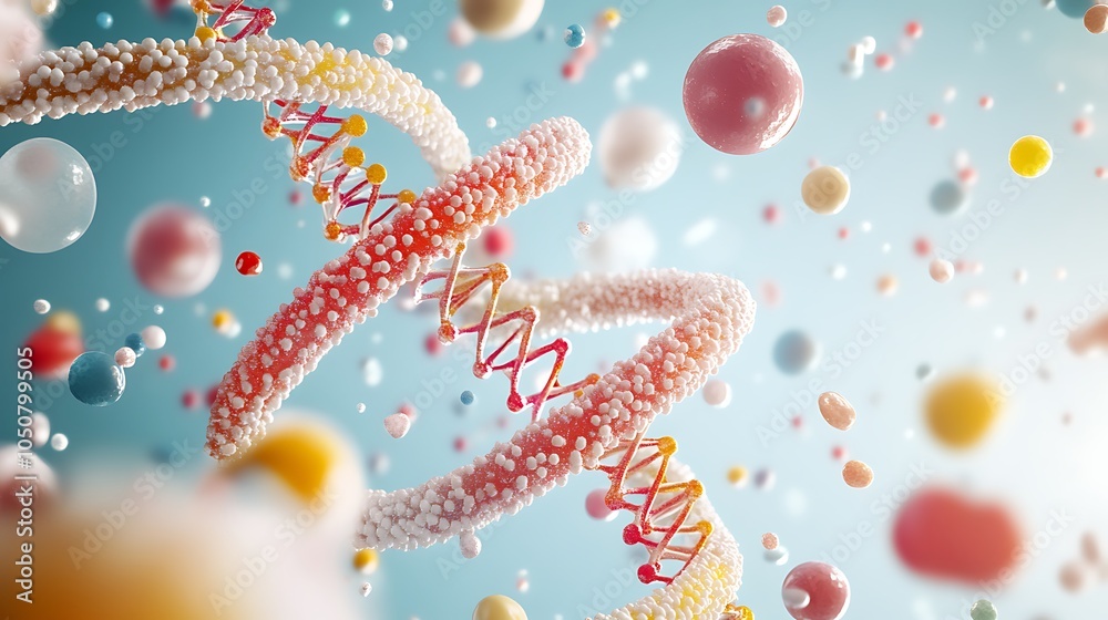 Ilustración de Stock Protein Molecule with Spiral and Helix Chains A ...