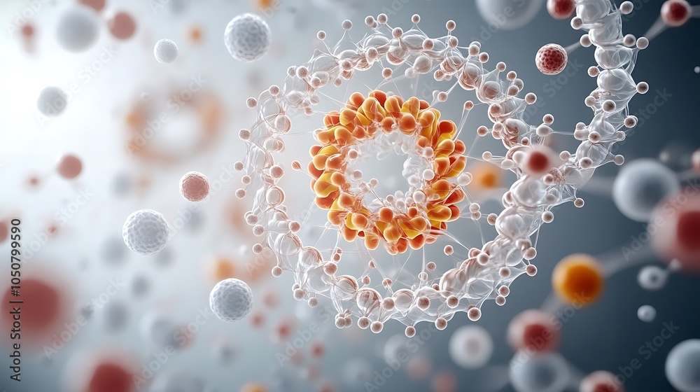 Ilustración de Stock Protein Molecule with Spiral and Helix Chains A ...