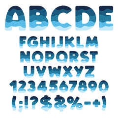 Aufkleber - Font, alphabet, letter, number from layers with bubbles. Isolated vector objects on white background.