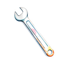 Minimalistic watercolor illustration of a wrench on a white background. Generative AI