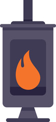 Poster - this modern stove is burning with bright orange flames inside