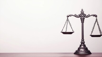 Poster - A minimalist composition of scales balancing diverse symbols of justice and inequality, Illustrating the quest for equity and fairness in legal systems, photography style