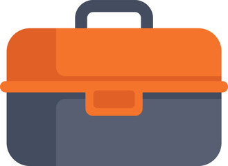 Poster - orange and grey toolbox holding work tools for construction or diy projects, isolated on white backg