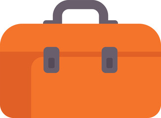 Poster - orange tool box being closed with two grey latches is isolated on white background