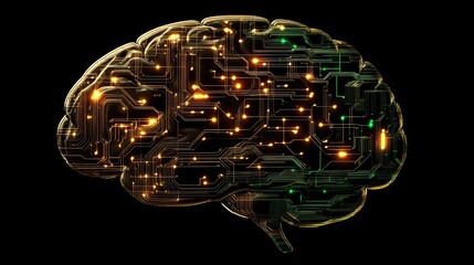 Poster - Futuristic Illustration of a Circuit Board Brain