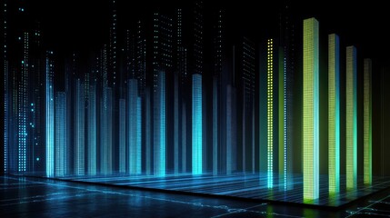 Poster - Modern 3D Digital Visualization of Data Columns