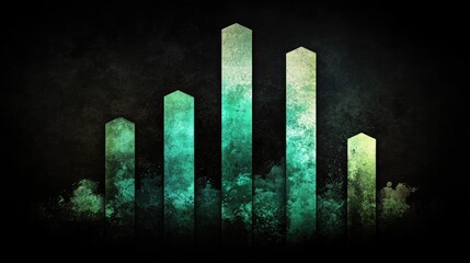Poster - Abstract Chart with Green Bars on Dark Background
