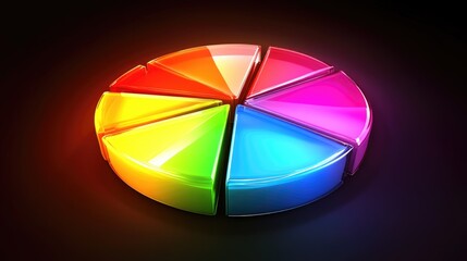 Poster - Colorful Pie Chart with Glossy Finish and Gradient Effects