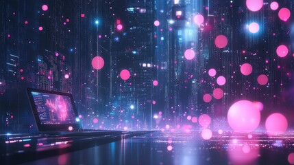 Poster - Futuristic Data Visualization with Colorful Elements