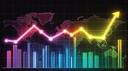 Aufkleber - Colorful Data Visualization with Global Map Background