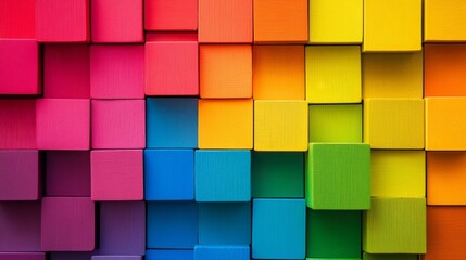 Poster - A spectrum of color blocks arranged in a staggered pattern, metaphorically representing the spectrum of human experiences and identities, minimalist style