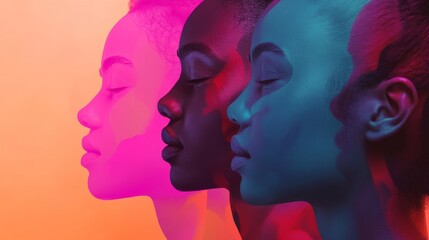 Aufkleber - A spectrum of voices, featuring abstract shapes in gradient hues, symbolizing representation and equality