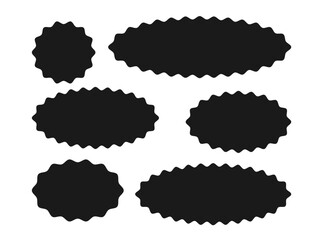 Poster - Vector set of black oval labels with wavy edges. Ideal for classy stickers, tags, and branding designs