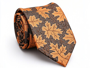 Stylish tie with leaf patterns on an isolated background.