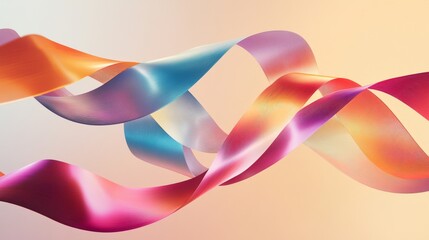 Aufkleber - An abstract swirl of ribbons in various shades symbolizing different identities against a soft gradient background, Emphasizing diversity and identity, photography style