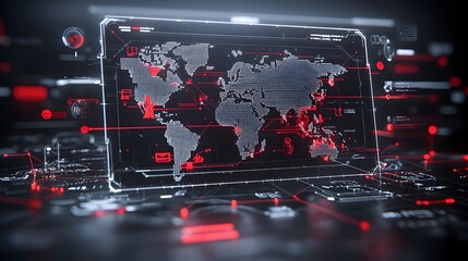 Leinwandbilder - A 3D interactive polygonal map with radiant glowing edges and dynamic movement emphasizing innovation and high tech global communication