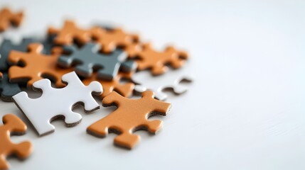 Aufkleber - Colorful and intricately patterned puzzle pieces scattered across a clean white surface waiting to be carefully assembled into a cohesive design  This image represents the creative process