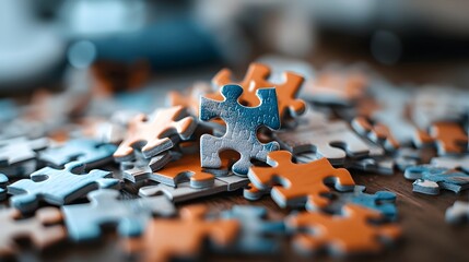Aufkleber - Vibrant and Intricate Design Revealed Underneath an Unfinished Puzzle with Missing Pieces Showcasing Soft Lighting and Conceptual Texture